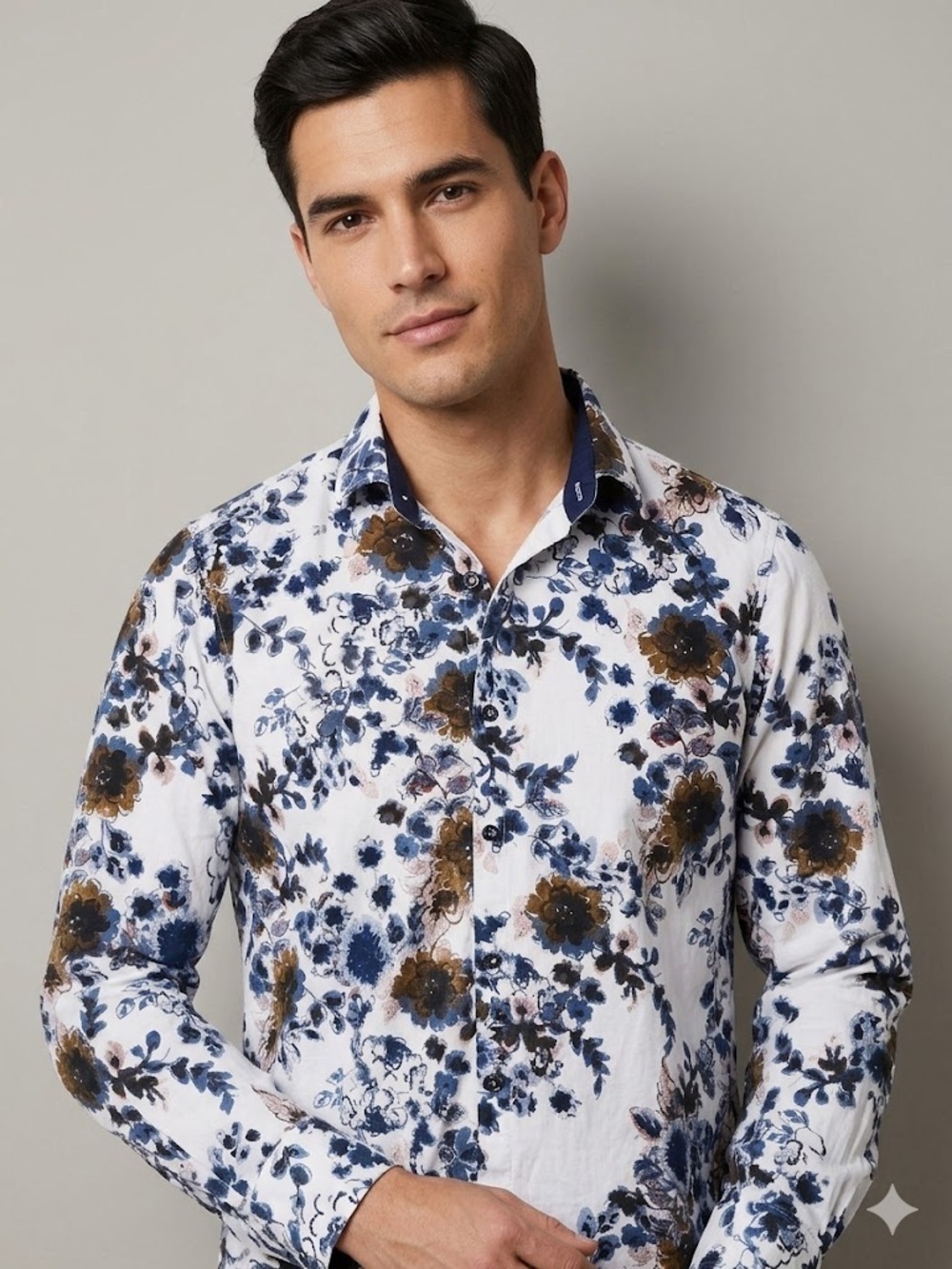 Vogue Couture Floral Button-Down Shirt | Size Medium